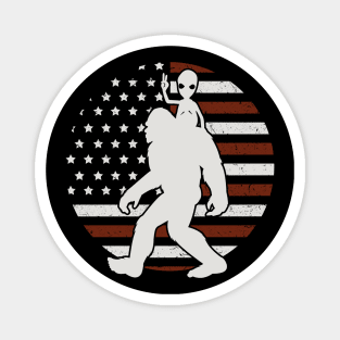 Bigfoot Usa Flag Funny Alien 4th of july Magnet